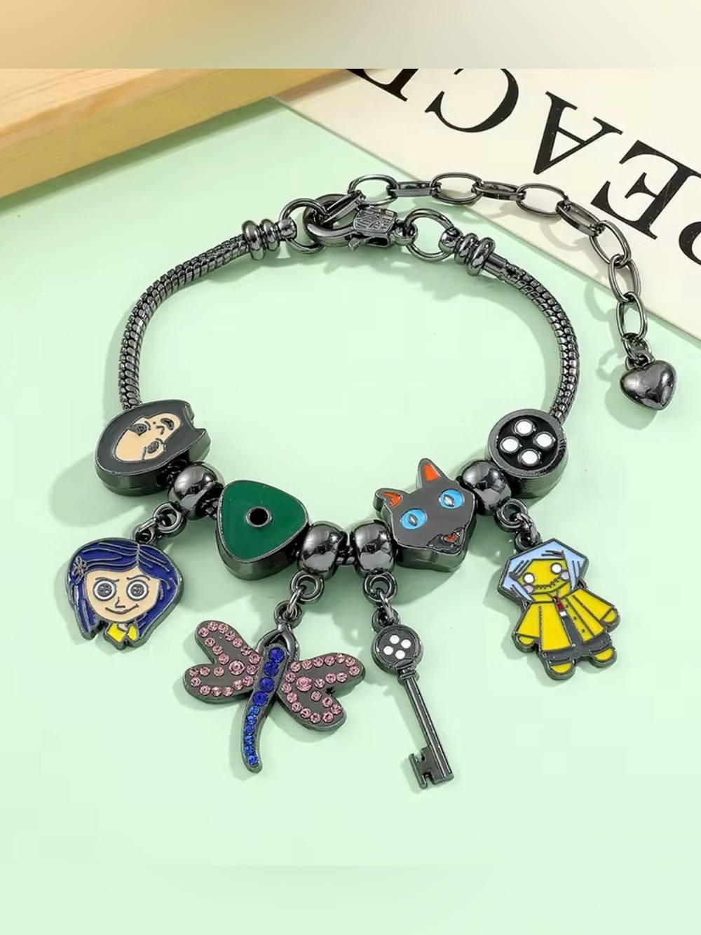 Coraline Theme Bracelet Kids Enamel Charm Bracelet with Yellow Raincoat CHARMS - Picture 7 of 7